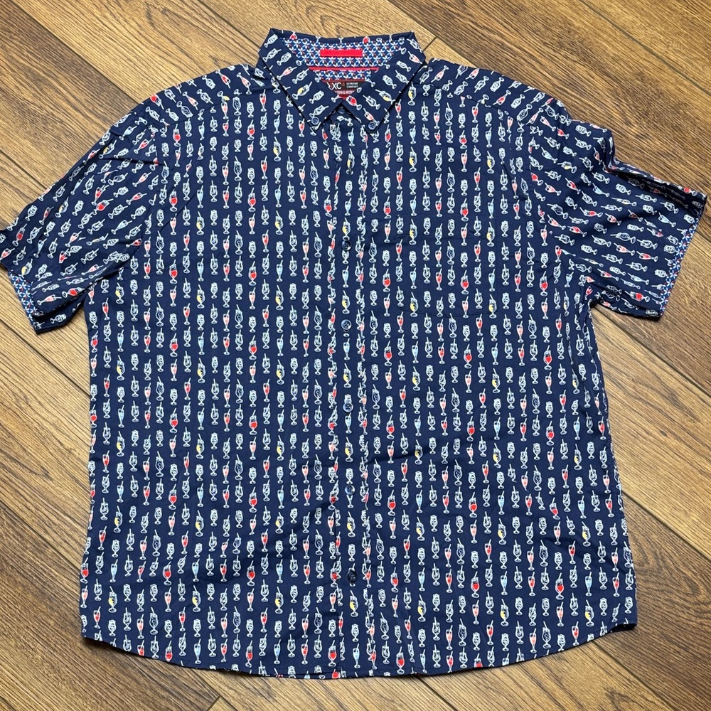 Johnston & Murphy Short Sleeve Button Up Cocktails EUC